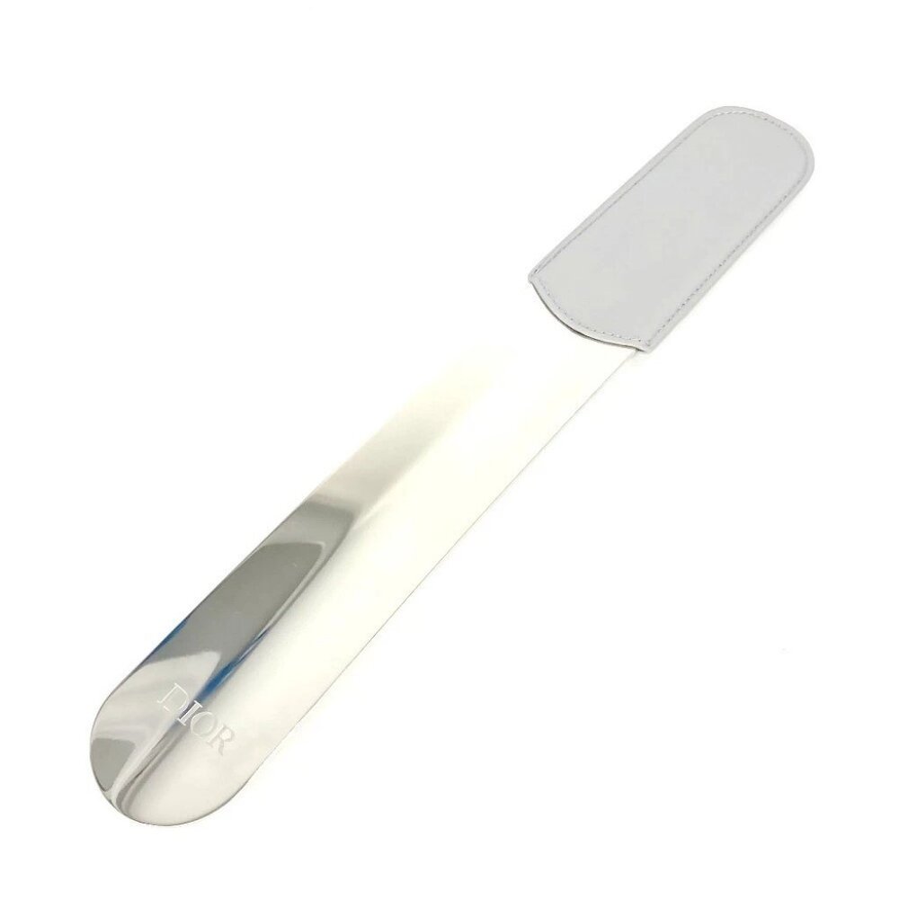 Dior Logo diamond Shoehorn Interior Shoehorn Leather / Metal gray/Silver Unused